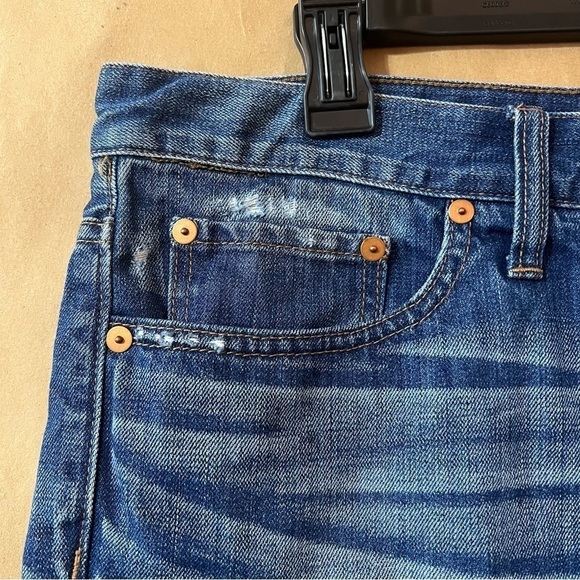 Madewell | Distressed High Rise Longline Denim Shorts Bermuda Raw Hem Size 29 - Picture 3 of 9